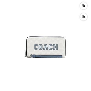 Coach White and Blue Zip-Around Wristlet